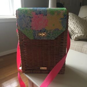 Lilly Pulitzer Wicker Wine Basket